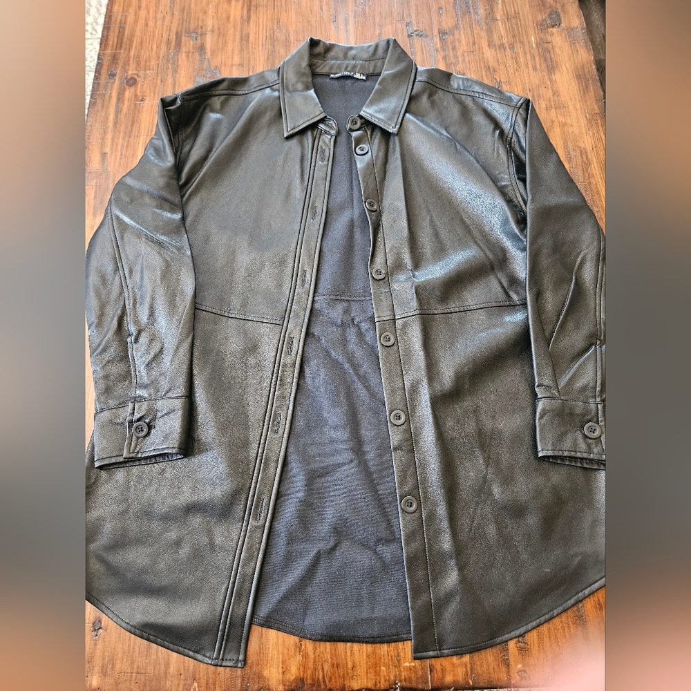 Black Tape Boyfriend style Soft Pleather Jacket Size medium